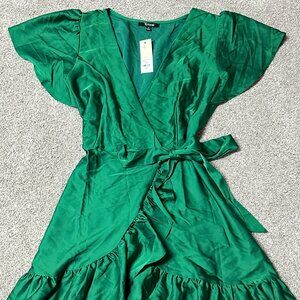 Emerald Green Satin Mini Dress